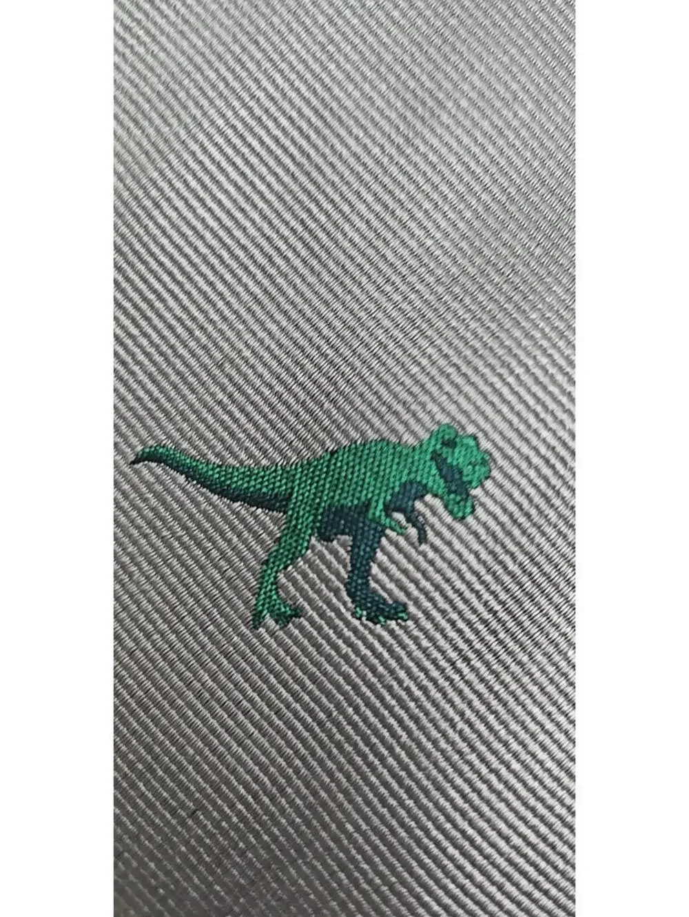 J.Crew Crewcuts Solid Gray Dino Embroidered Neck Tie Silk 52